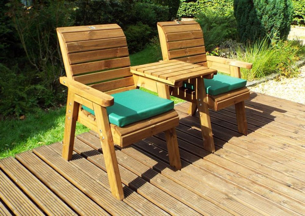 Twin Companion Set Straight - Handcrafted British Design, FSC Wood, Rustproof Bolting, 130kg Weight Limit - 10 Year Guarantee - White Glove Delivery