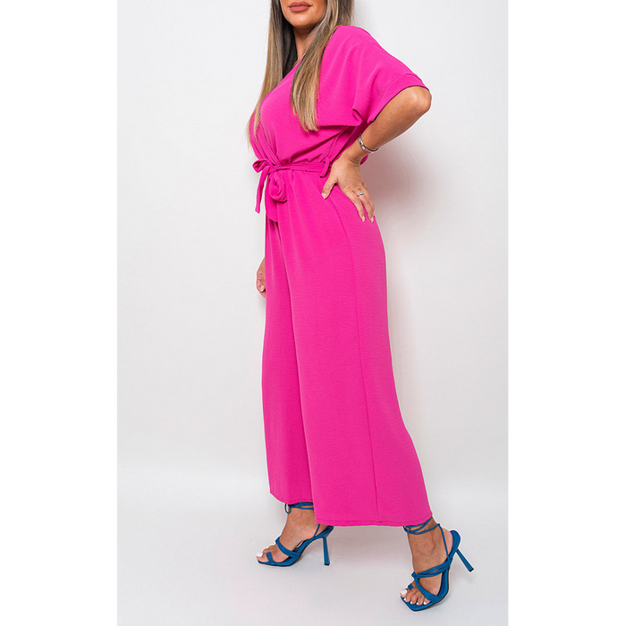 High-Quality V Neck Tie Waist Jumpsuit