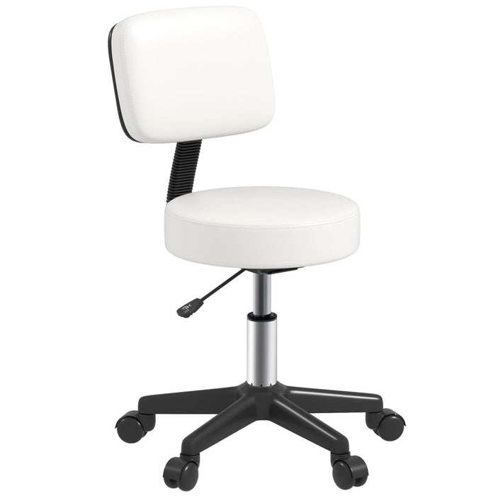 Premium HOMCOM Salon Chair: Adjustable, Swivel, Padded Seat & Back, 5 Wheels - White