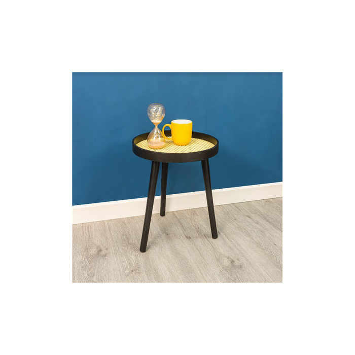 Premium Black Cane Round Side Table - Sleek & Sturdy - Best Quality