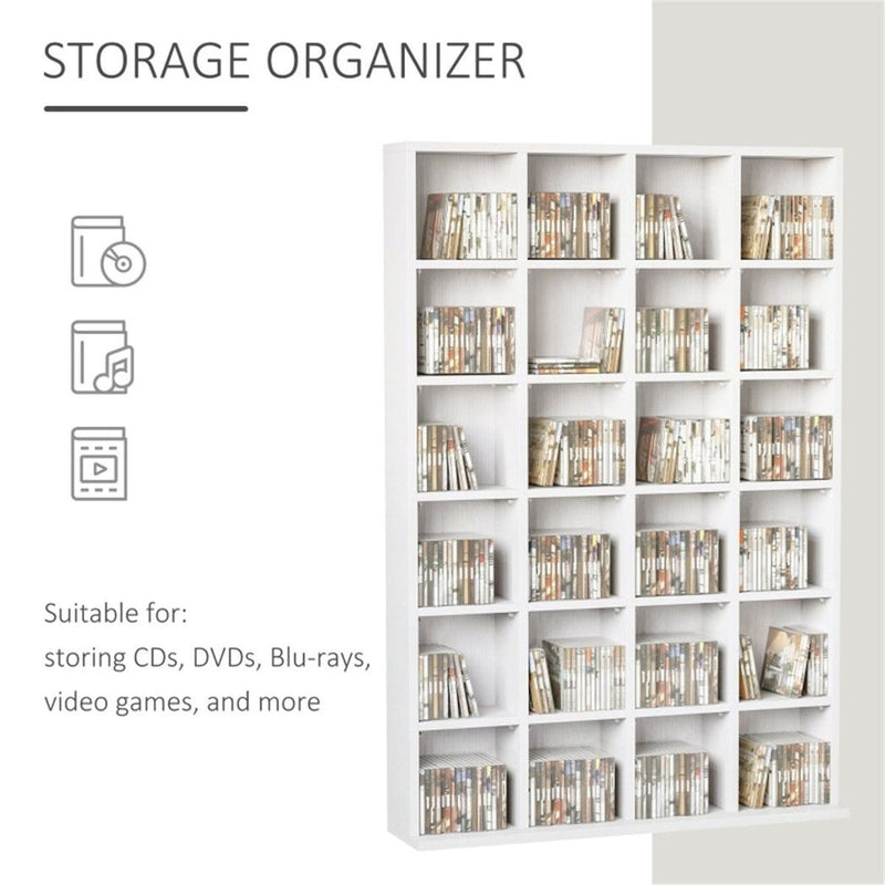 Bookcase Cabinet / Storage Cabinet White (Upto 480 CDs | 312 DVDs/Blu-rays) 89W x 20D x 130.5Hcm
