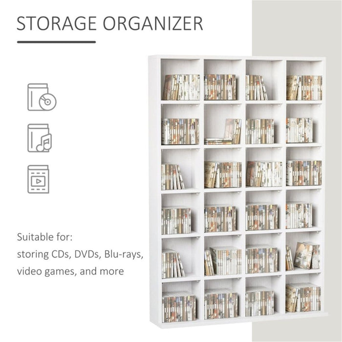 Bookcase Cabinet / Storage Cabinet White (Upto 480 CDs | 312 DVDs/Blu-rays) 89W x 20D x 130.5Hcm