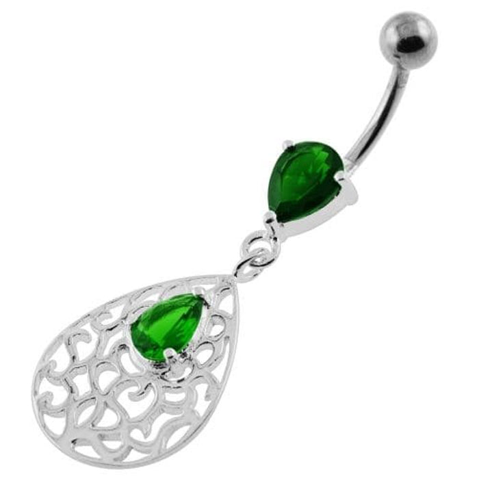 Jeweled Tear Drop Pattern belly piercing