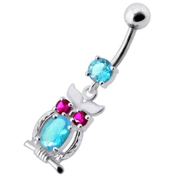 Jeweled Owl Dangling Navel Bar