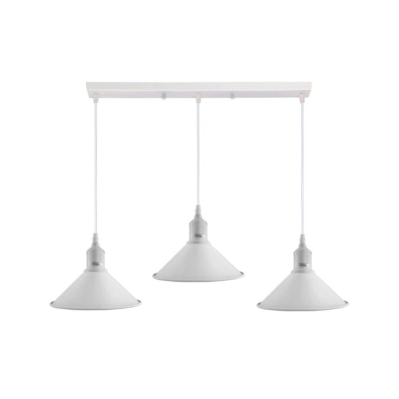 Industrial Vintage Loft Kitchen Bar 3 Lights Fittings Ceiling Cone Metal E27