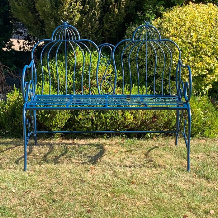 Premium 112CM Blue Bench: Industrial Look, Distressed Paintwork, Easy Assembly. Perfect for Patio Enjoyment