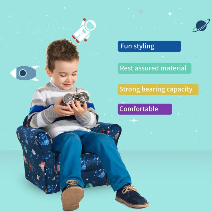 Children Kids Mini Sofa Armchair, Planet-Themed Chair, for Bedroom, Playroom