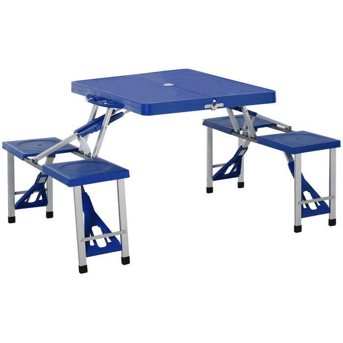 Portable Picnic Table Set 4 Seat - Aluminium PP - Umbrella Hole