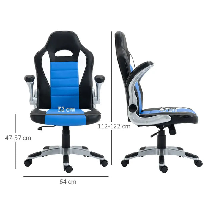 Racing Gaming Chair Height Adjustable Swivel Chair with Flip Up Armrests, Blue