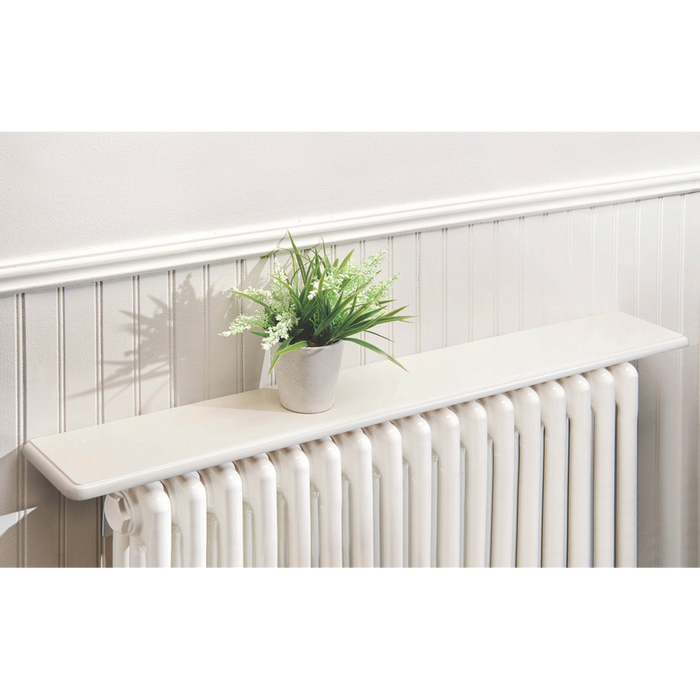 Premium White Satin Radiator Shelf - Easy Fit, Heat Deflecting, No Wall Drilling, 61cm MDF