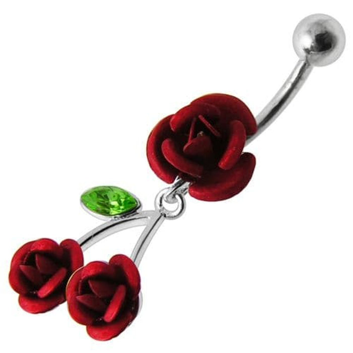 Jeweled Roses Dangling Belly Ring