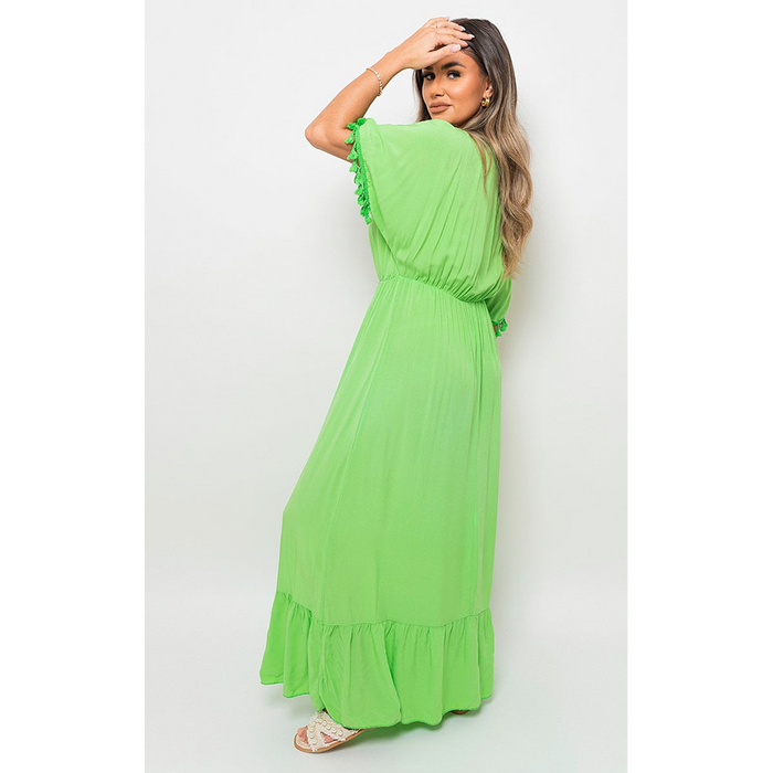 Stunning Joanna V-Neck Maxi Dress with Rope Tassel Detail