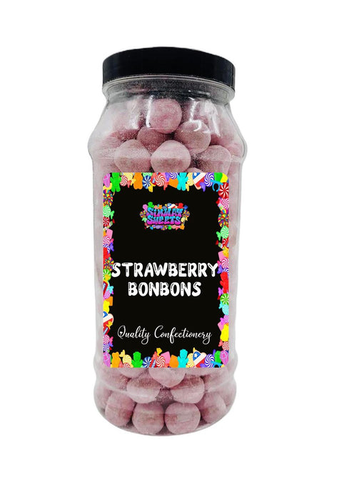 Delicious Strawberry BonBons - Retro Sweets in Gift Jar