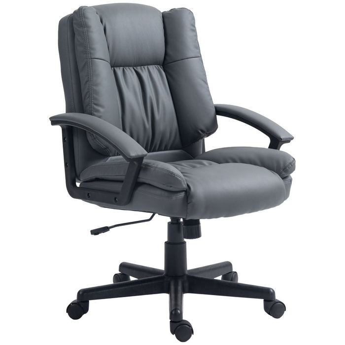 Premium HOMCOM Dark Grey Faux Leather Office Chair - Comfortable and Stylish Design for Home and Office