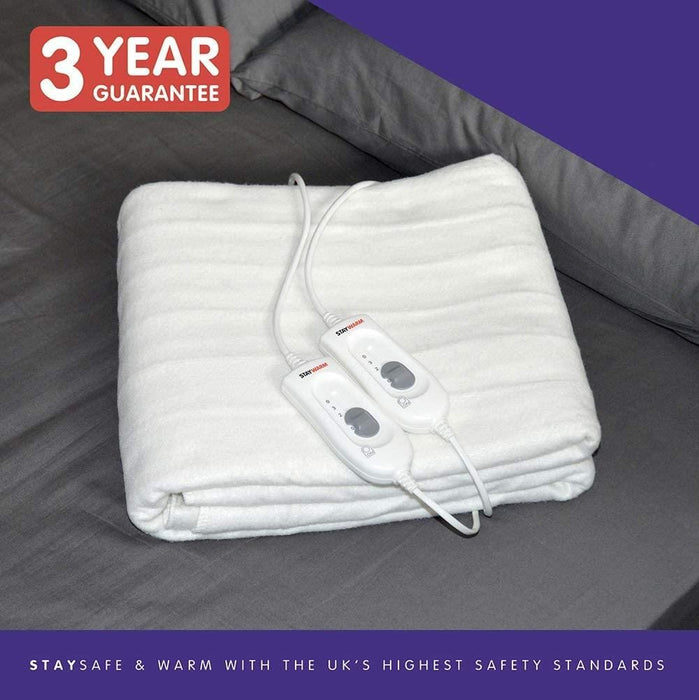 Staywarm Luxury Electric Underblanket - Detachable Controller, Double Size, 2 Heat Settings, 107x120cm - F902