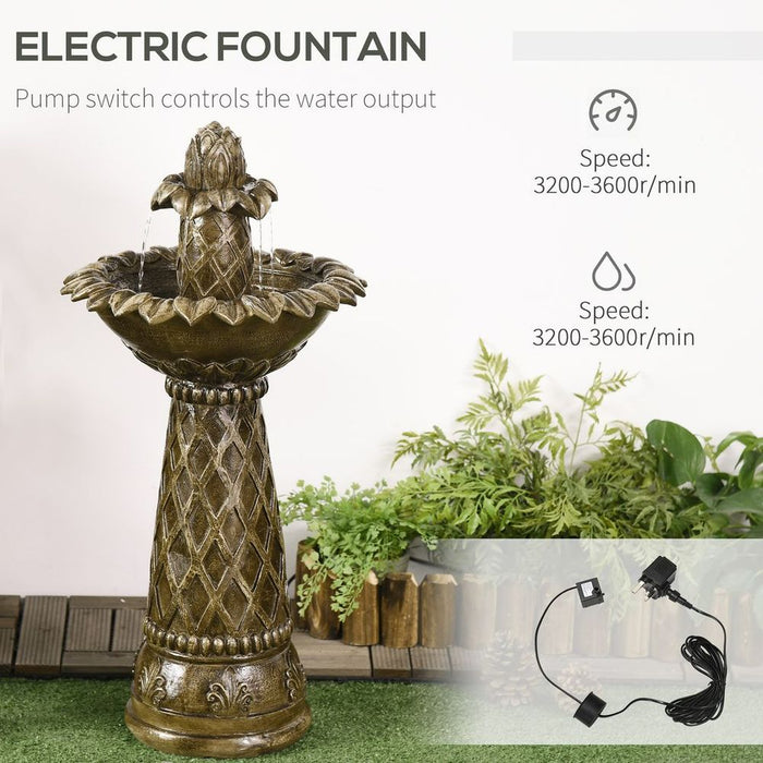 Premium 2-Tier Garden Fountain: Self-Contained, Cascading Water Feature for Beautiful Backyards