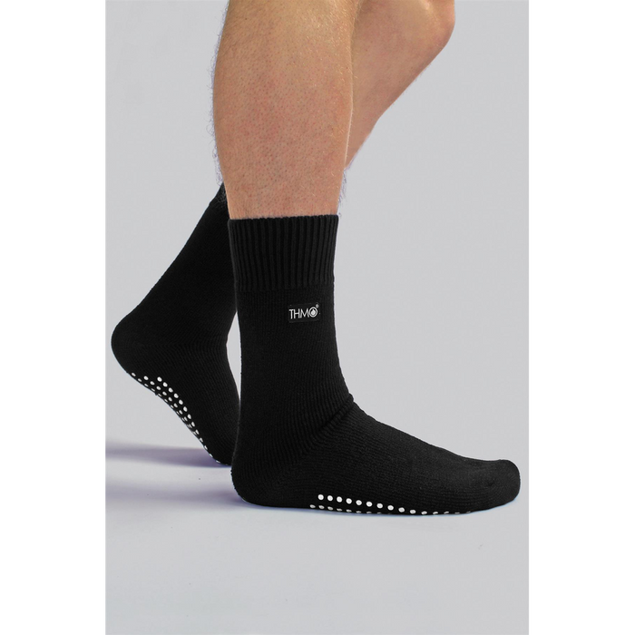 THMO Mens Slipper Socks - Warm, Cozy, Anti-slip Grip - Black/Navy - Size 6-11 UK 7-12 US 39-45 EU