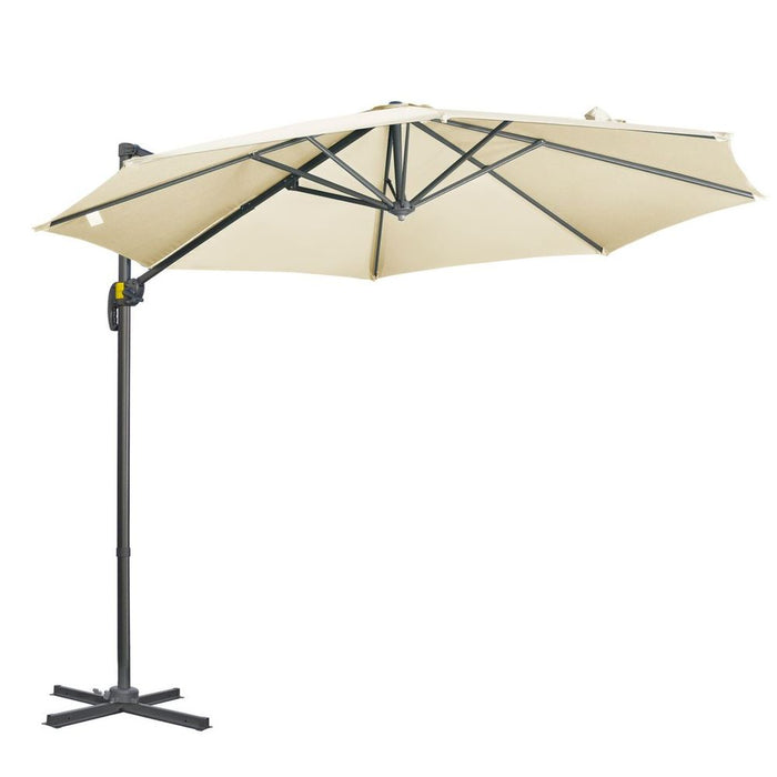 Premium 3x3 Cantilever Garden Umbrella | White | Strong Aluminium Frame | 360° Shade | Cross Base