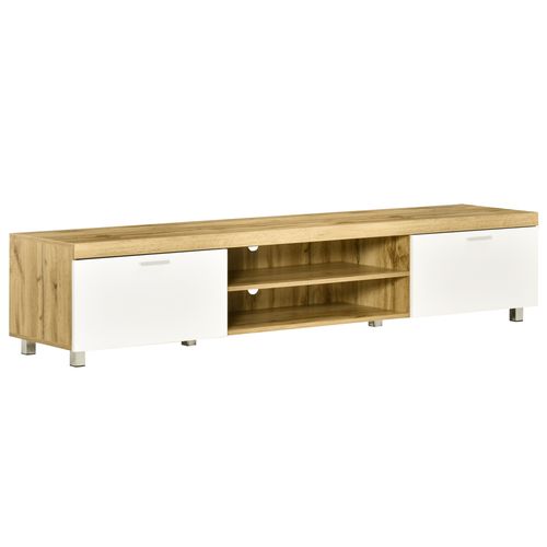 HOMCOM Modern Unit for TV w/ Cabinet Shelf for Living Room - Light Brown