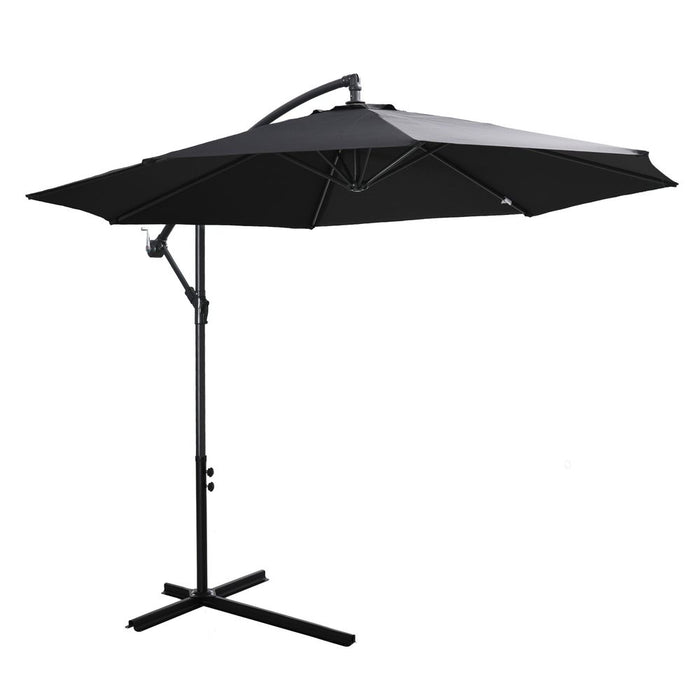 Outsunny 3m Cantilever Garden Parasol with Crank & Base - Extend Patio Time with Style