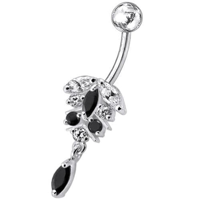 Fancy Dangling Jeweled Banana Bar Navel Ring