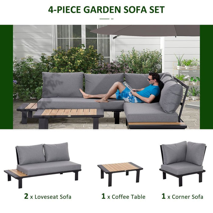 Premium Grey Garden Furniture Set: 4 PCS Conversation Set with Loveseat Table - Best Quality