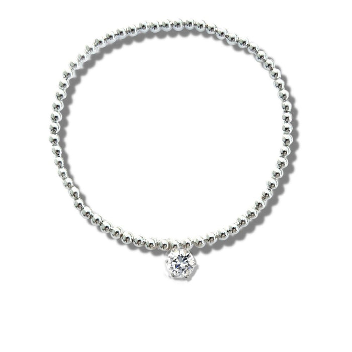 CZ Silver Beaded Bracelet - Hypoallergenic, Gift-Ready