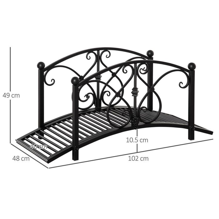 Classic Garden Bridge w/ Safety Rails - Enhance Your Outdoor Space with a Decorative Creek Stream Footbridge - High Quality