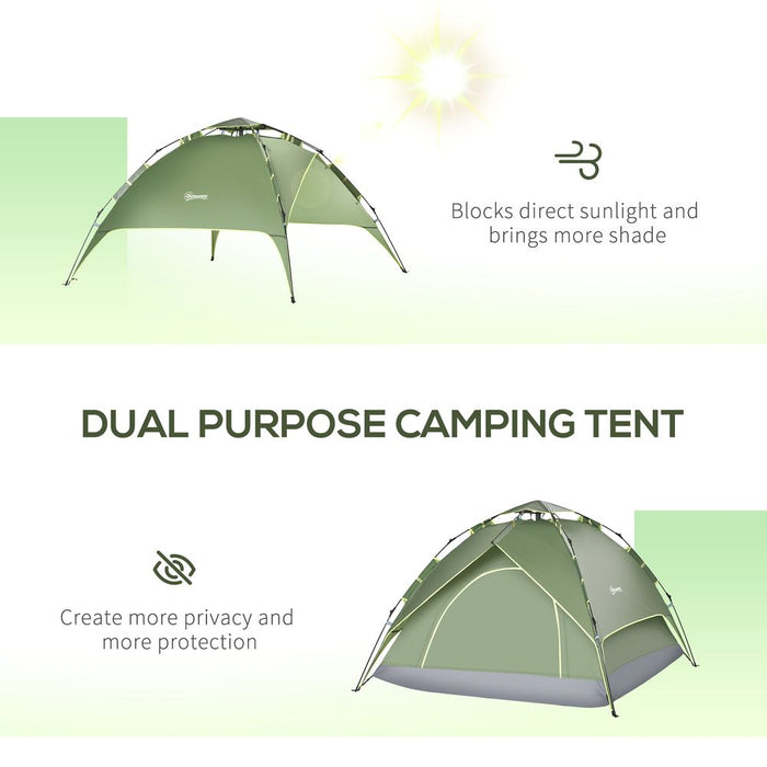 Outsunny 2-Person Pop Up Tent. Perfect for Camping, Festivals, Hiking, and Family Travel. Water-Resistant & Double Layered.