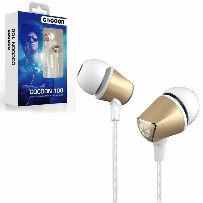 Cocoon 100 Series In-Ear Headphone - Gold | Noise-Isolating, Tangle-Free, High-Quality Audio