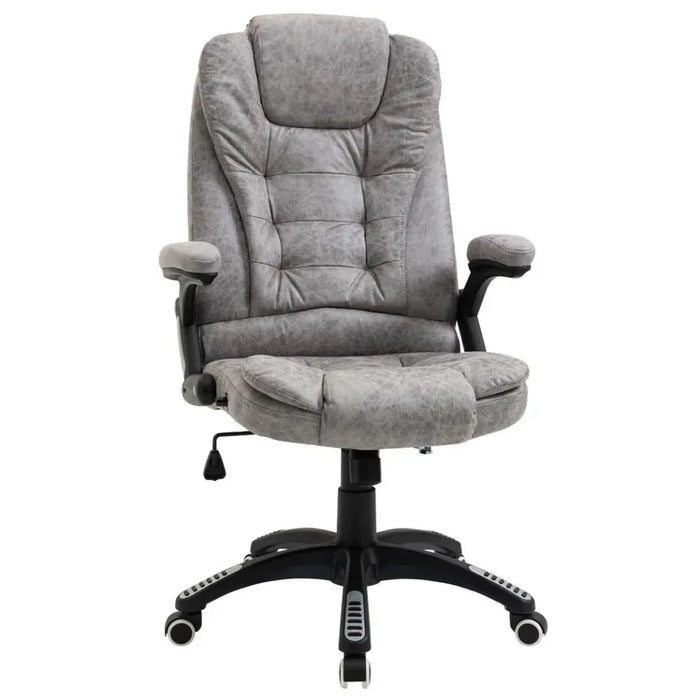 Luxury Microfibre High Back Office Chair | Grey | Swivel Wheels | Thick Padding