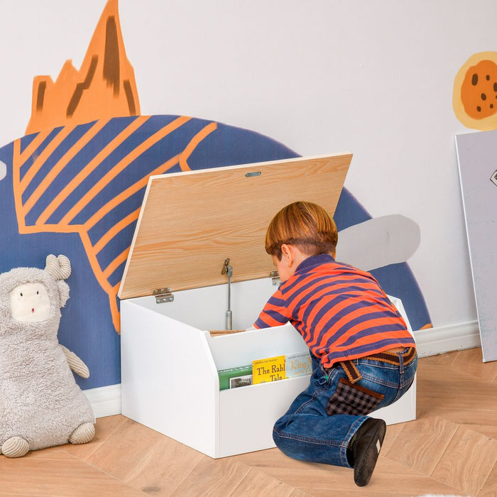 Wooden Kids Toy Box Children Storage Chest Organiser Book Slot White