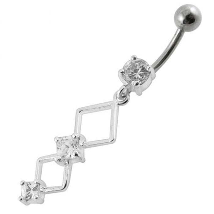 Fancy Jeweled Dangling Curved Bar Navel Ring Body jewelry