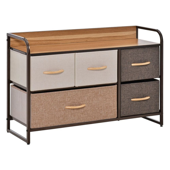 5-Drawer Storage Tower Dresser | Wood Top, Steel Frame | Storage Organizer - High Quality & Easy Assembly