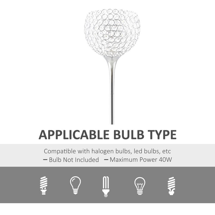 Crystal Floor Lamp - K9 Crystal Lampshade, E27 Bulb - Silver Finish - Professional Grade