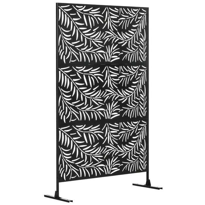 Outsunny 6.5FT Metal Outdoor Privacy Screen Panel - Stylish & Durable for Patio, Garden, and More!