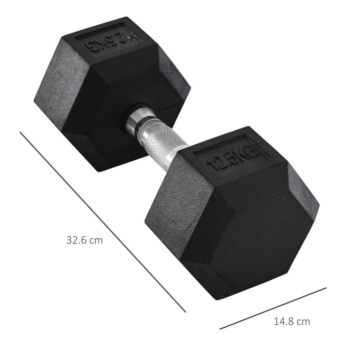 Premium 12.5KG Rubber Hex Dumbbell Set - High-Quality Hand Weights for Home Gym - HOMCOM