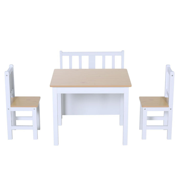 Premium 4-Piece Kids Wood Table Set w/ Storage - HOMCOM