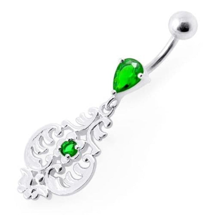 Fancy Ancient Pot Jeweled Dangling Belly Ring