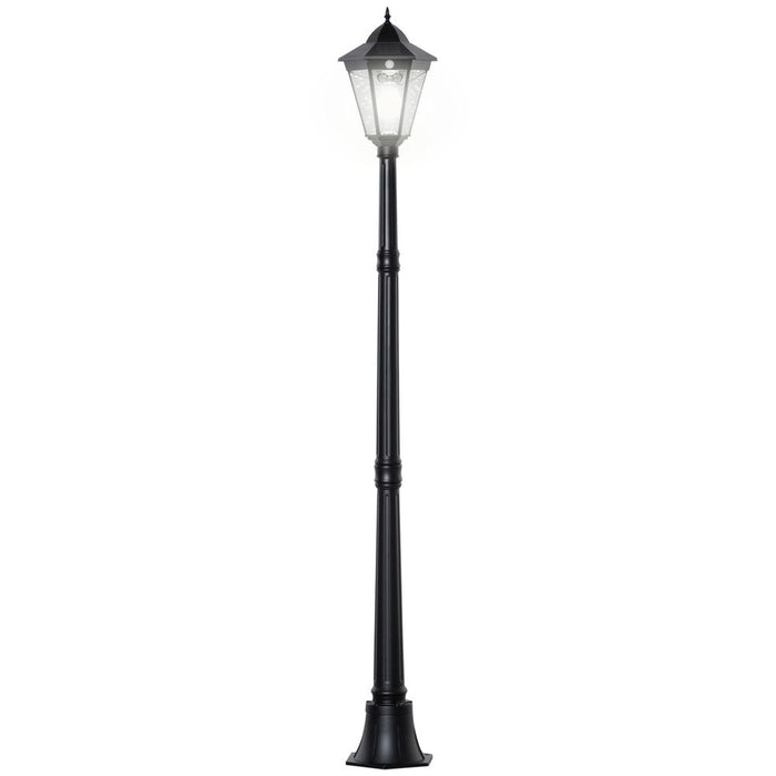 1.9M Garden Lamp Post Light, IP44 Outdoor LED Solar Powered Black