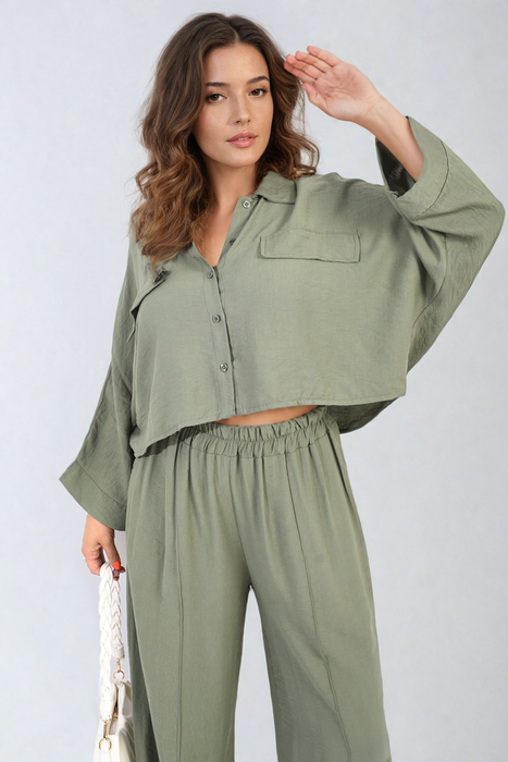 Rosie Oversized Crop Top & Wide Leg Trouser Co-ord Set