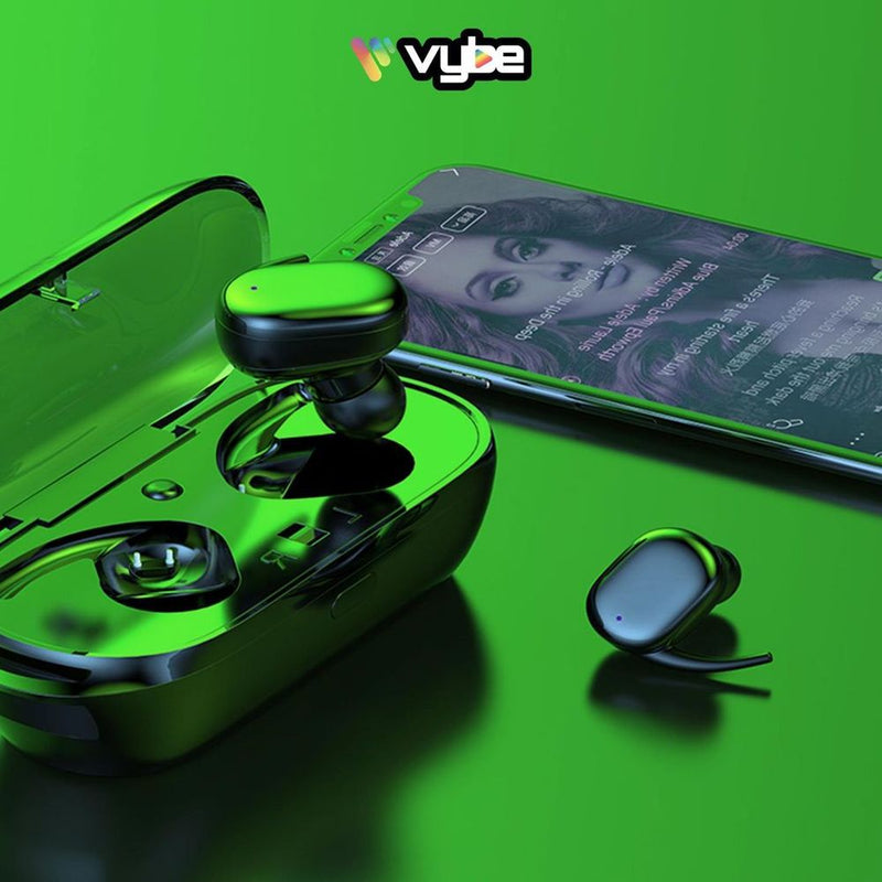Vybe TWS Sports Earbuds - 3H Playback, Charging Case & LED Indicator - Black