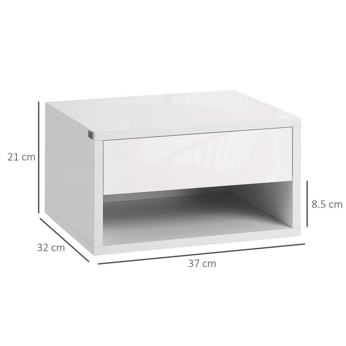 Premium HOMCOM Floating Bedside Tables - Double Storage, Wall Mounted, White