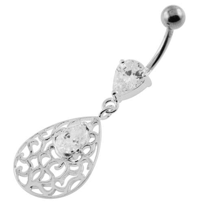 Jeweled Tear Drop Pattern belly piercing