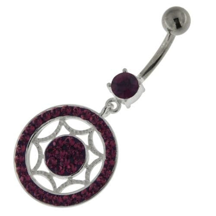 925 Sterling Silver Multi Jeweled Round Belly Button Ring