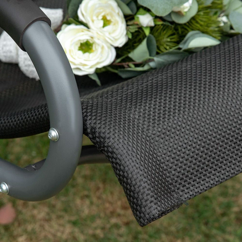 2 Seater Garden Swing Seat Double Bed Adjustable Tilting Canopy, Beige
