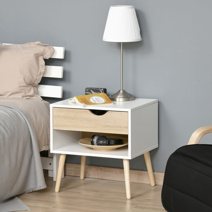 Modern Bedside Table: Drawer + Shelf, Nightstand, End Table