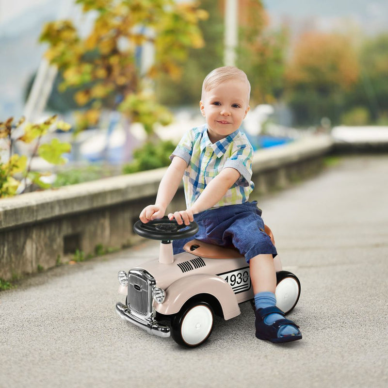 AIYAPLAY Foot To Floor Slider with Steering Wheel for 12-36 Months Cream White