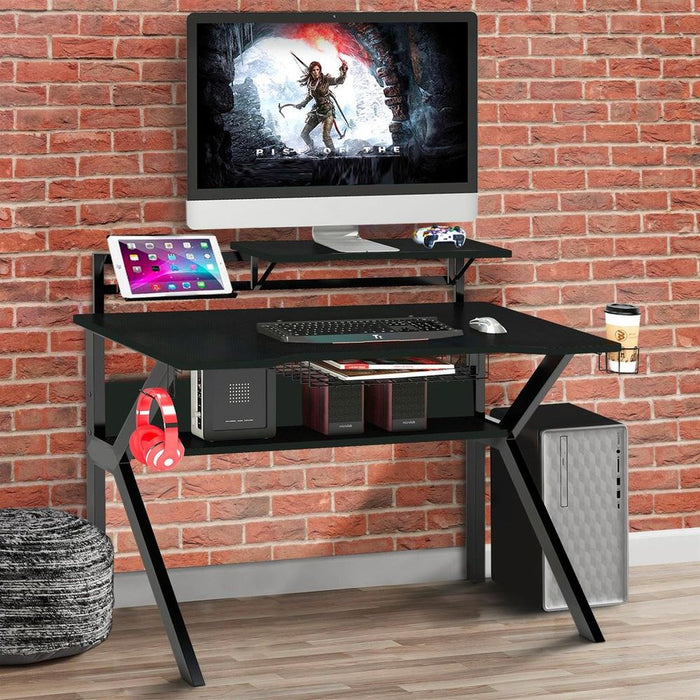 Neo 3 Tier Black Gaming Computer Office Desk