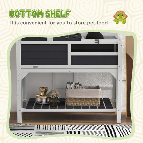 PawHut Tortoise House w/ Adjustable Lamp Holder, Openable Lid, Storage Shelf